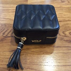 Wolf Caroline Travel Zip Jewelry Case in Black